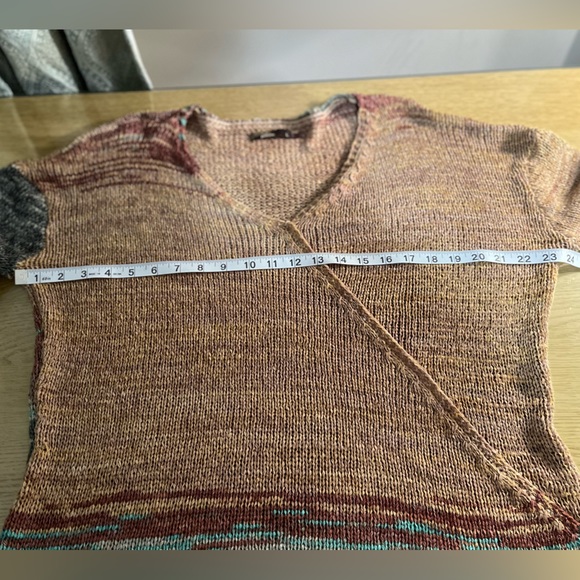 Prana Vignette Asymmetrical V neck Knit Multicolour Sweater Sz L - Picture 13 of 14
